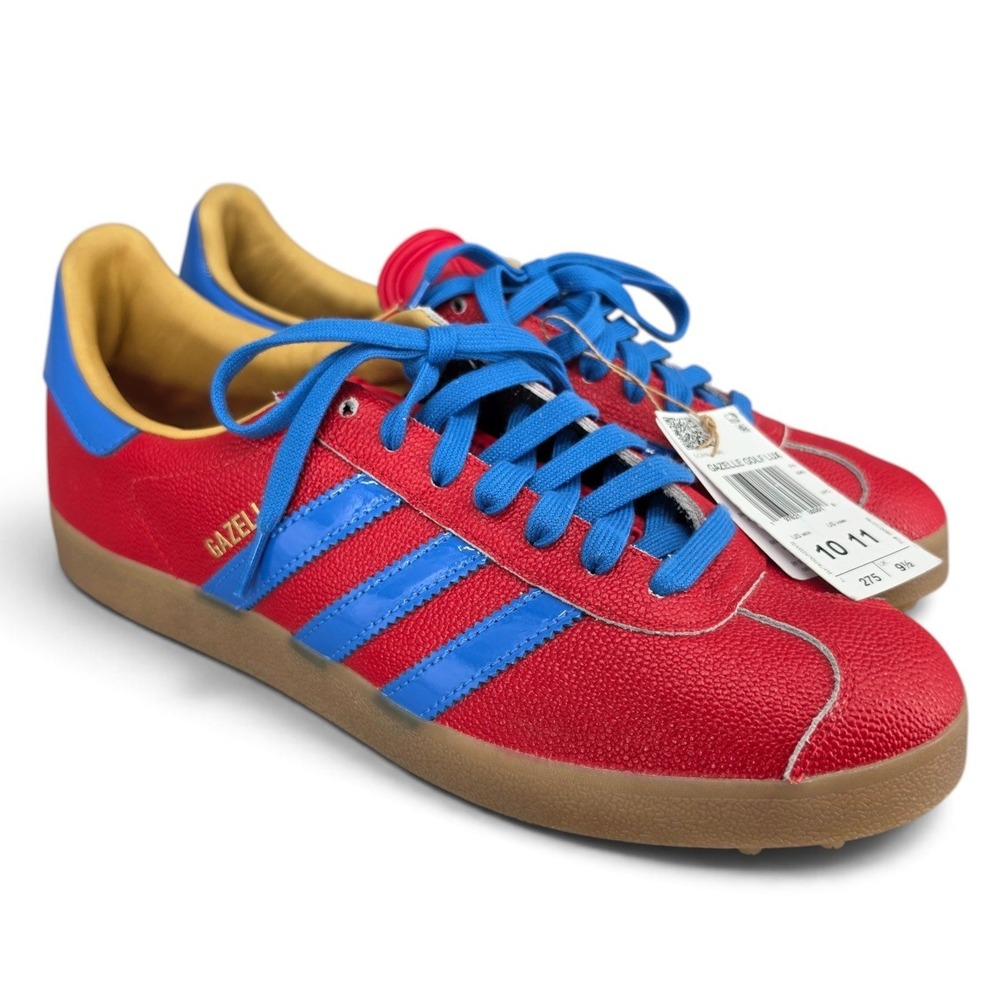 adidas Gazelle Golf Lux Spikeless Golf Shoes Mens 10 Red Blue Gum JQ7720 NWT